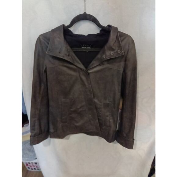 Theory Women's Moto Jacket 100% Lamb Leather, Petite XS - Picture 1 of 6
